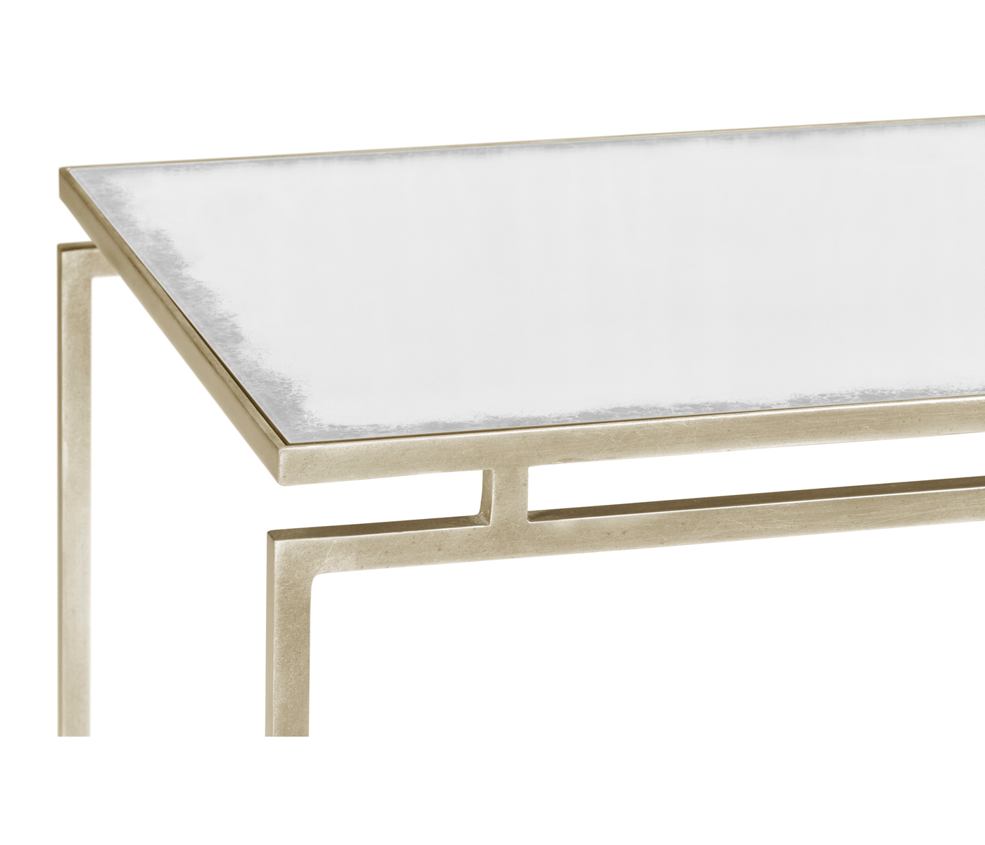 Silver Iron Rectangular Side Table with Antique Glass Top