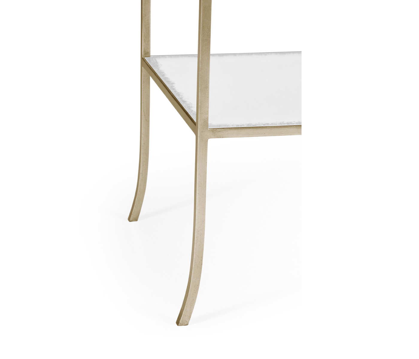 Silver Iron Rectangular Side Table with Antique Glass Top