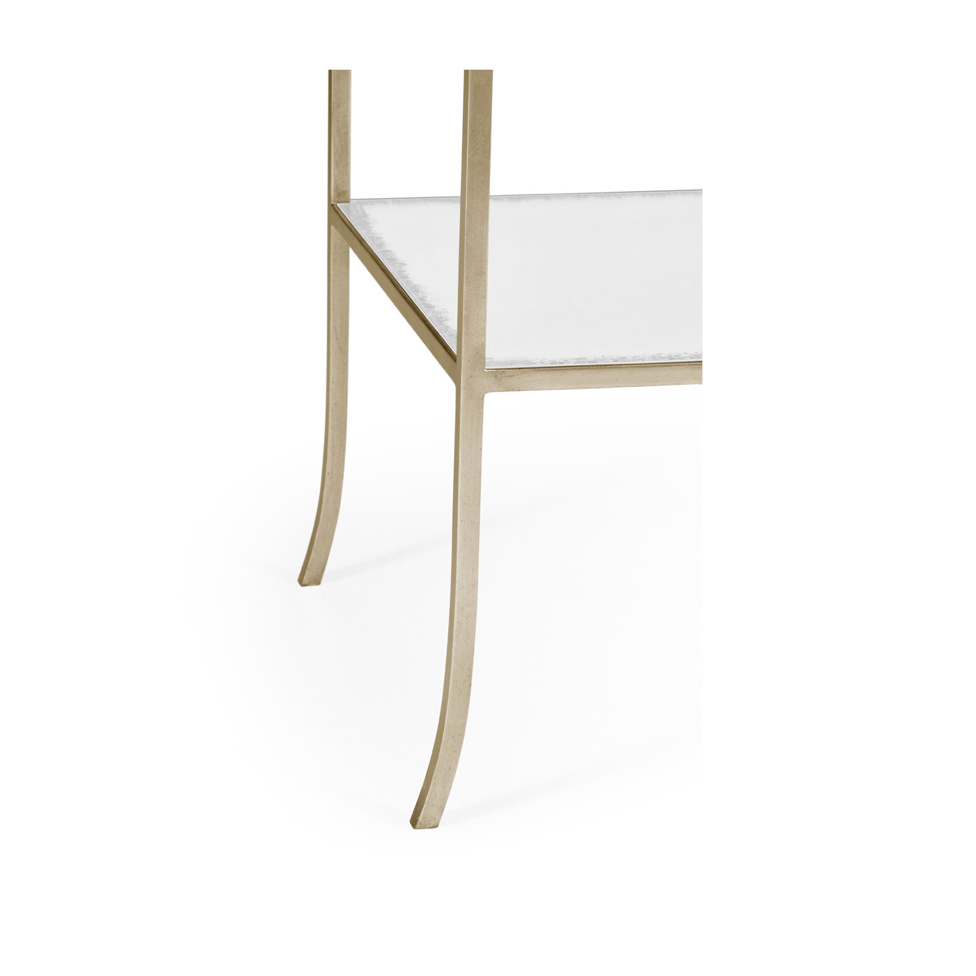 Silver Iron Rectangular Side Table with Antique Glass Top