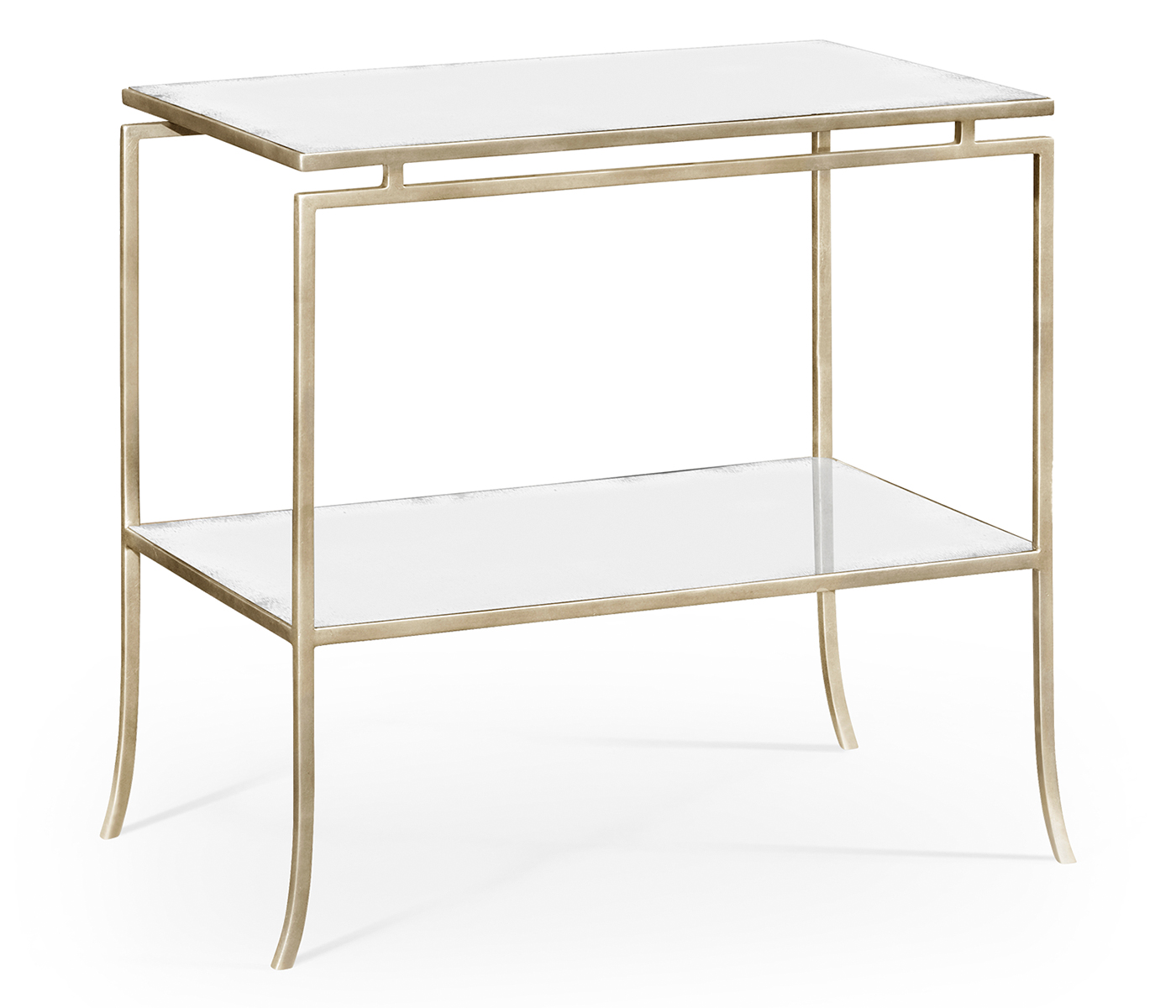 Silver Iron Rectangular Side Table with Antique Glass Top