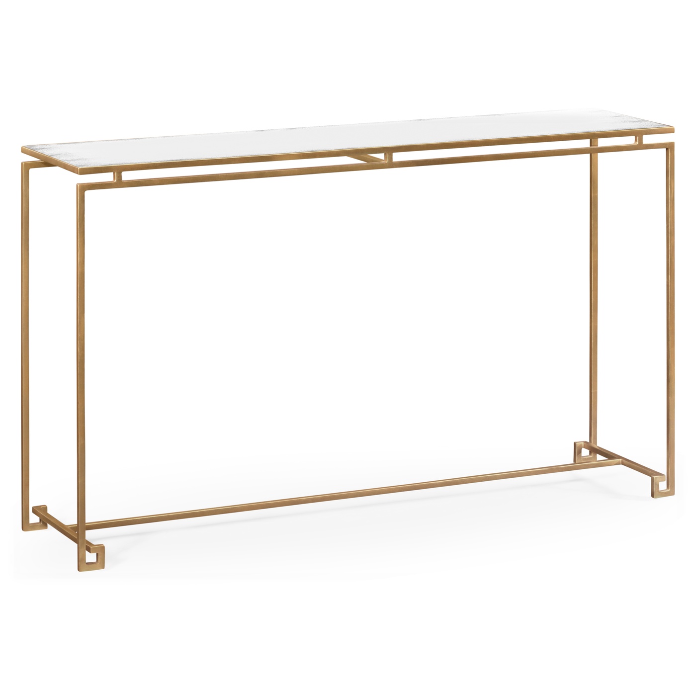 Gilded Iron Large Console Table with An Antique Glass Top