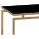 Gilded Iron Large Console Table with A Black Glass Top