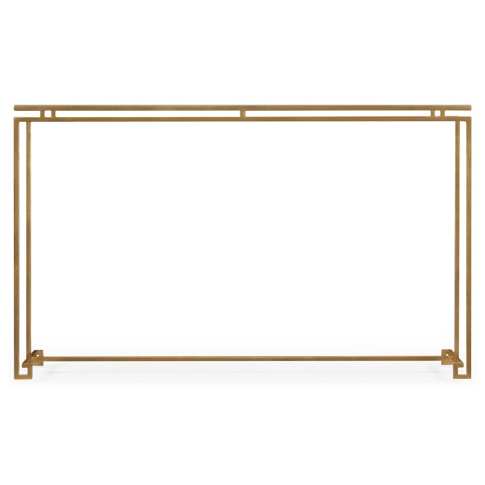 Gilded Iron Large Console Table with A Clear Glass Top
