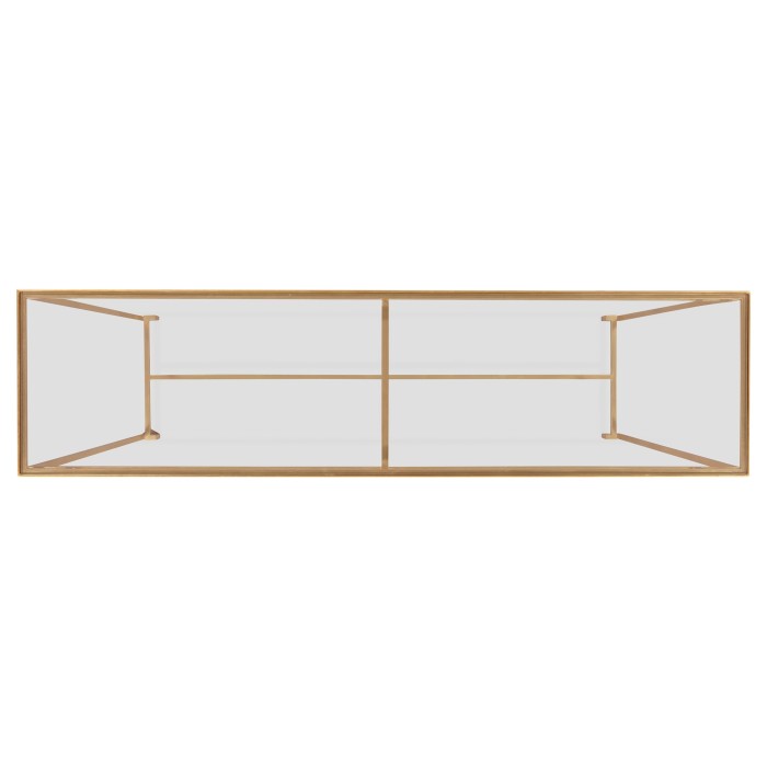 Gilded Iron Large Console Table with A Clear Glass Top