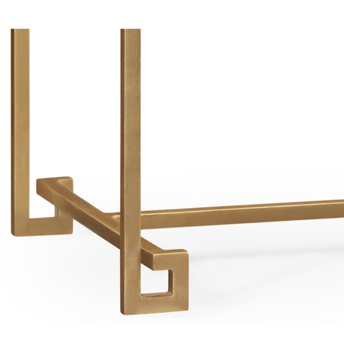 Gilded Iron Large Console Table with A Clear Glass Top