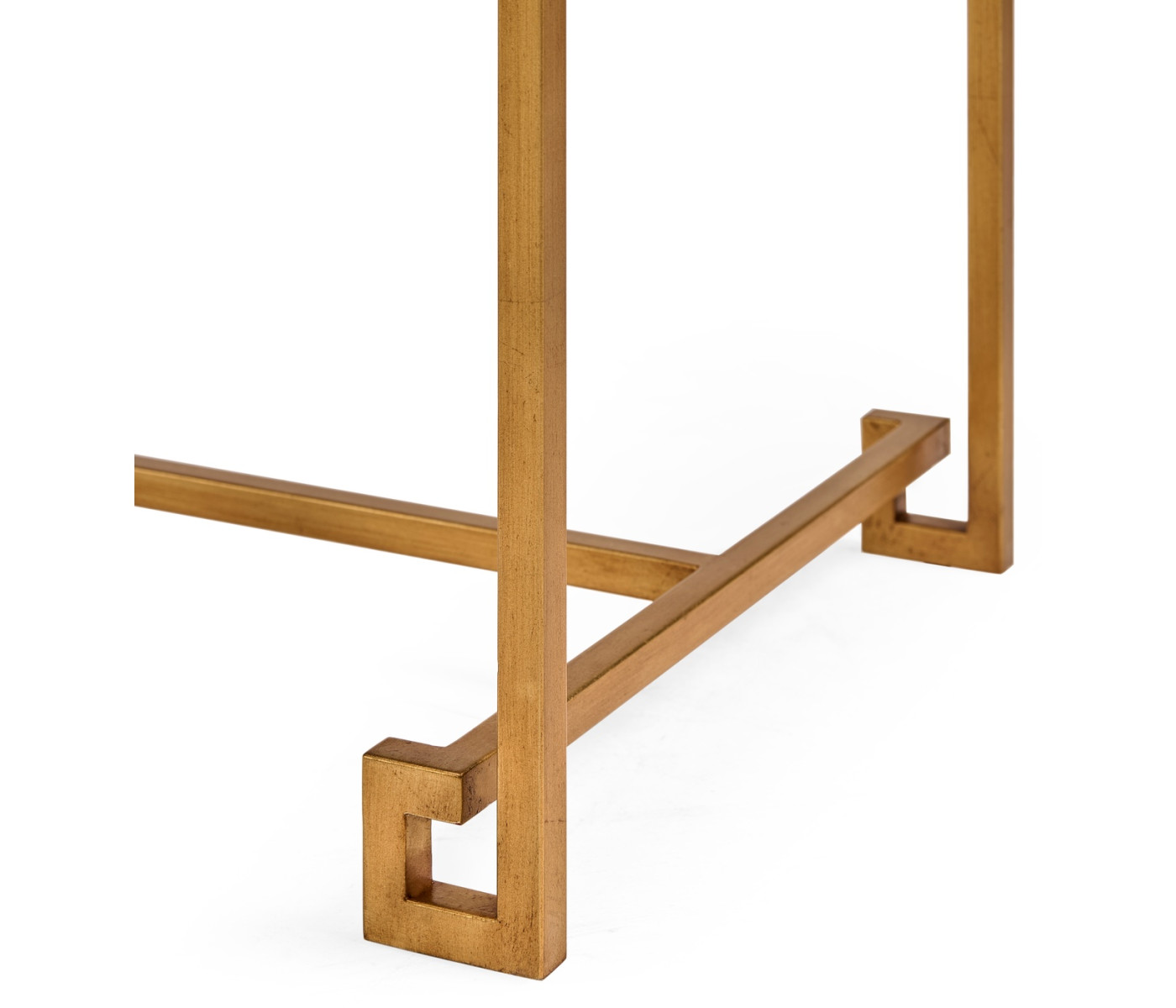 Gilded Iron Large Console Table with A Clear Glass Top