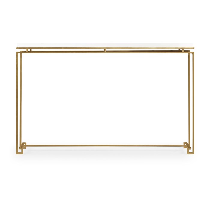 Gilded Iron Large Console Table with Biancaneve Top