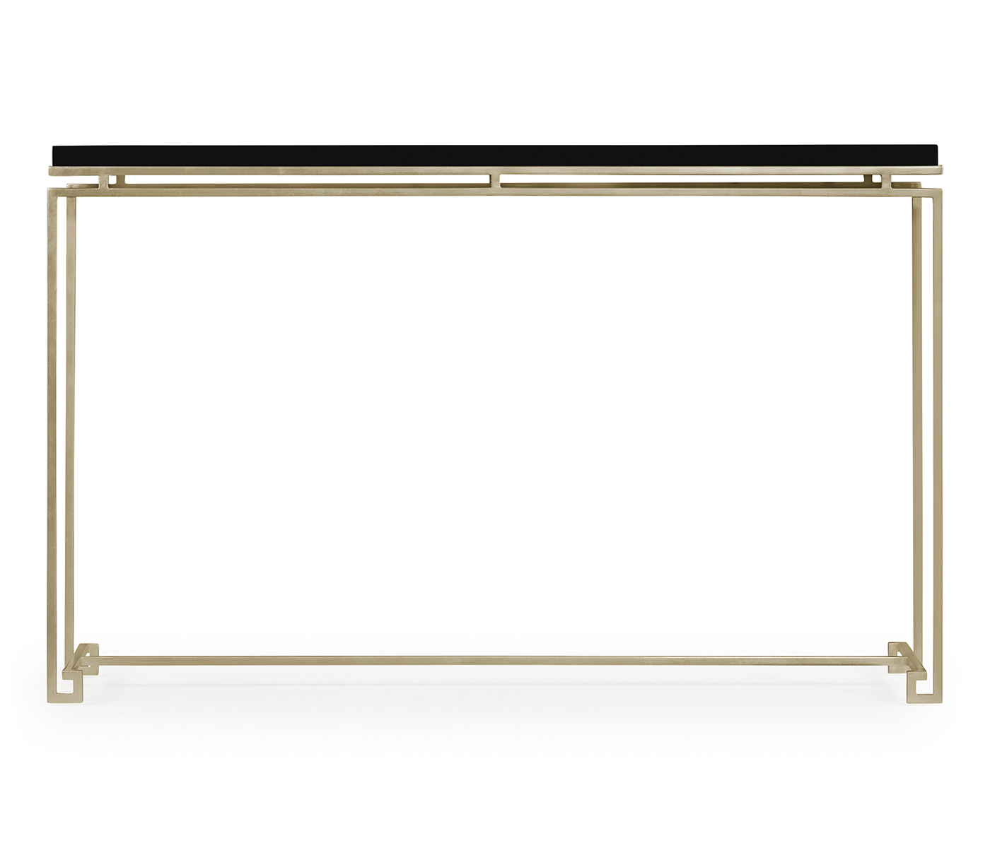 Silver Iron Large Console Table with Smoky Black Top