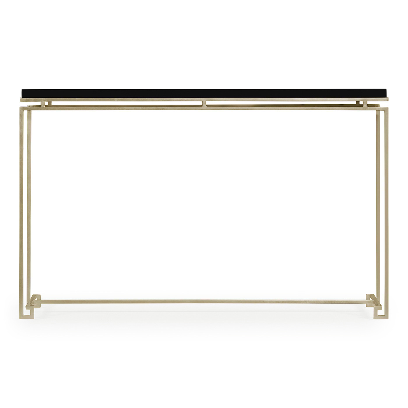 Silver Iron Large Console Table with Smoky Black Top