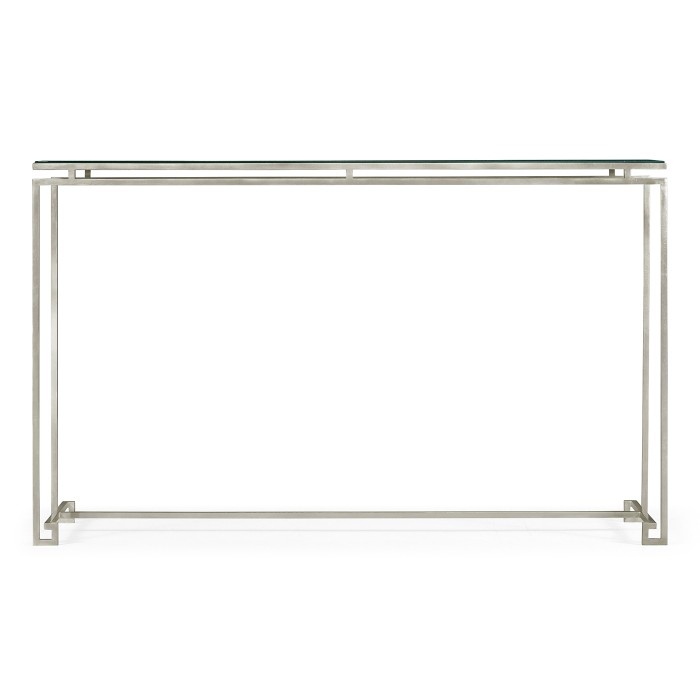 Silver Iron Large Console Table with An Antique Glass Top