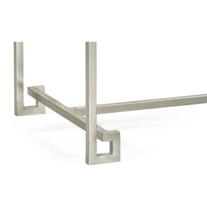 Silver Iron Large Console Table with An Antique Glass Top