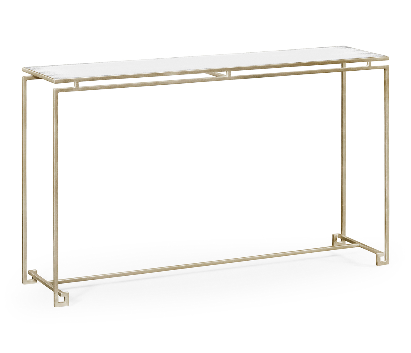 Silver Iron Large Console Table with An Antique Glass Top