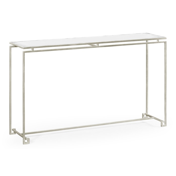 Silver Iron Large Console Table with An Antique Glass Top