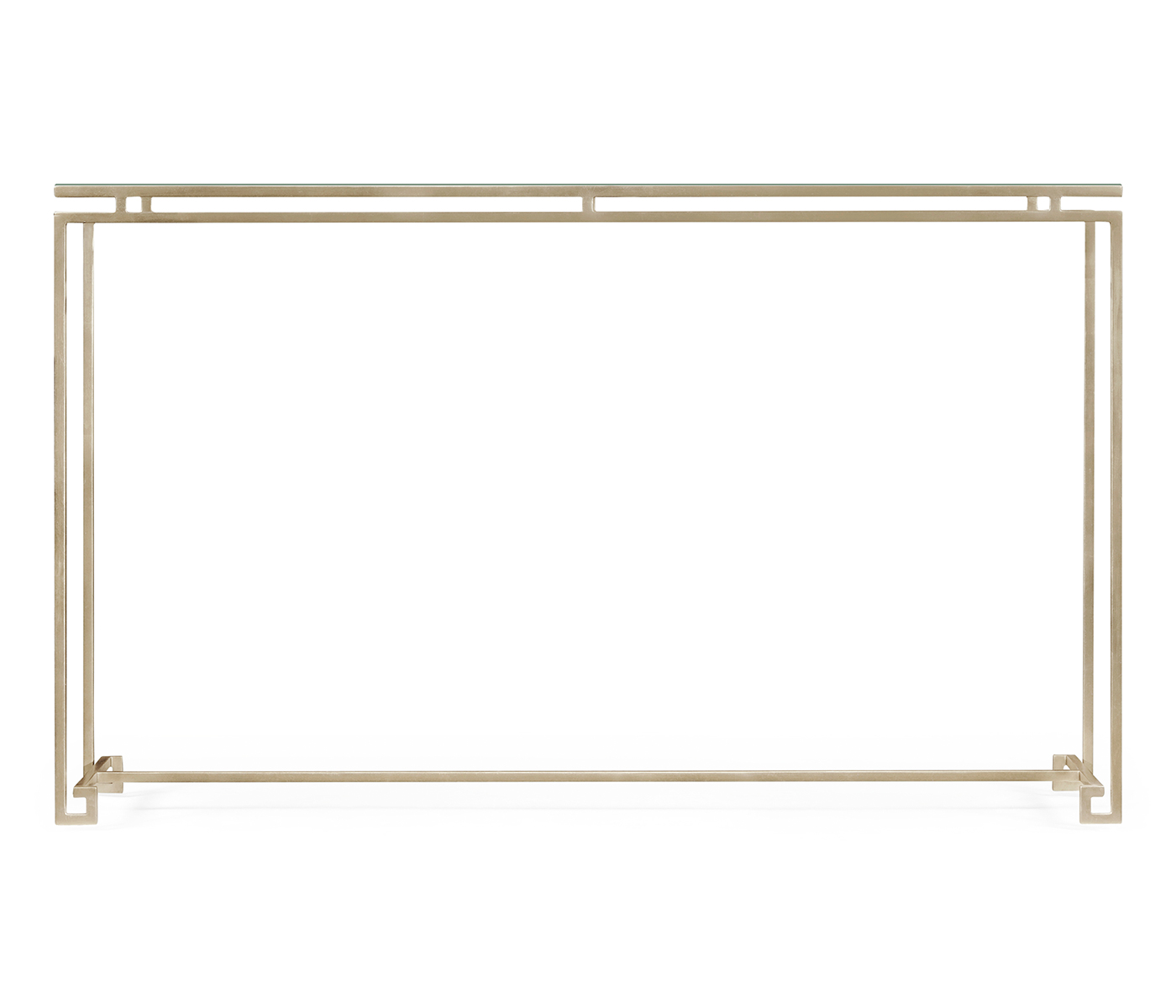 Silver Iron Large Console Table with A Clear Glass Top