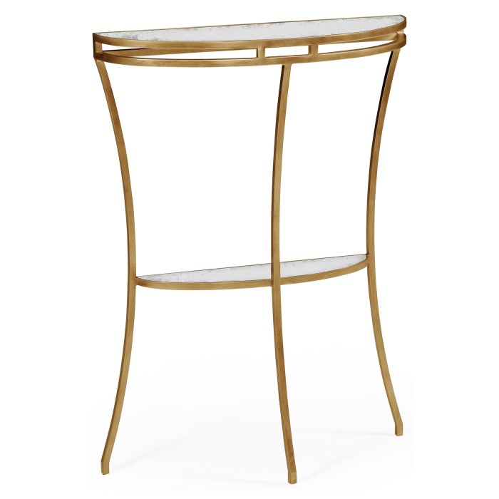 Gilded iron demilune console table
