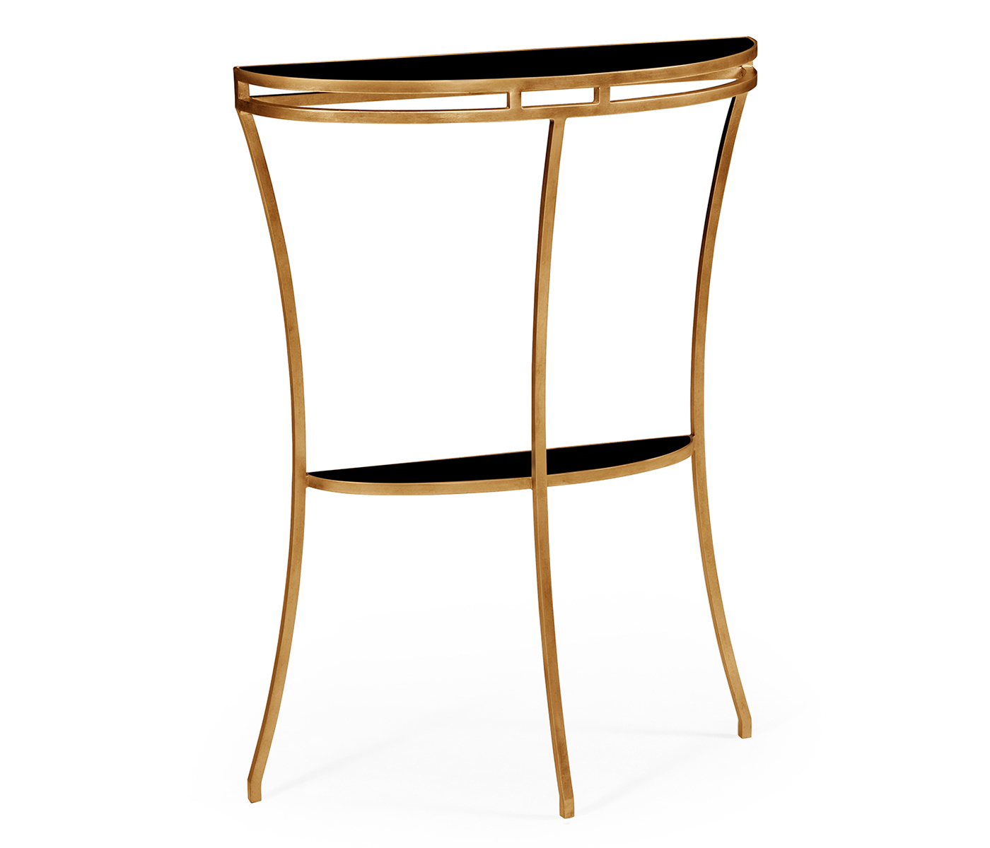 Gilded iron demilune console table