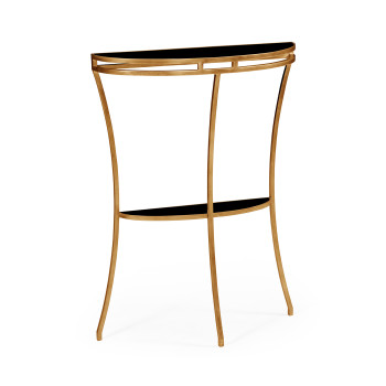 Gilded iron demilune console table