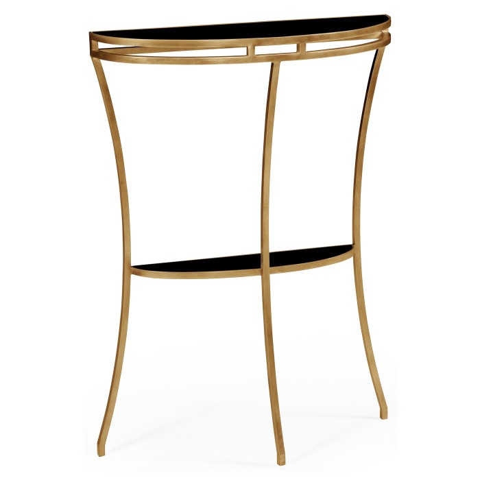Gilded iron demilune console table