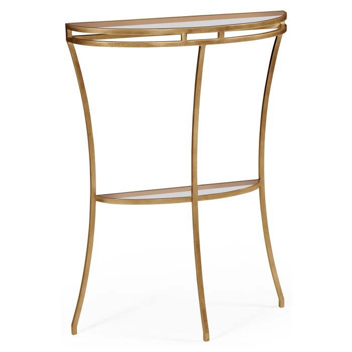 Gilded iron demilune console table