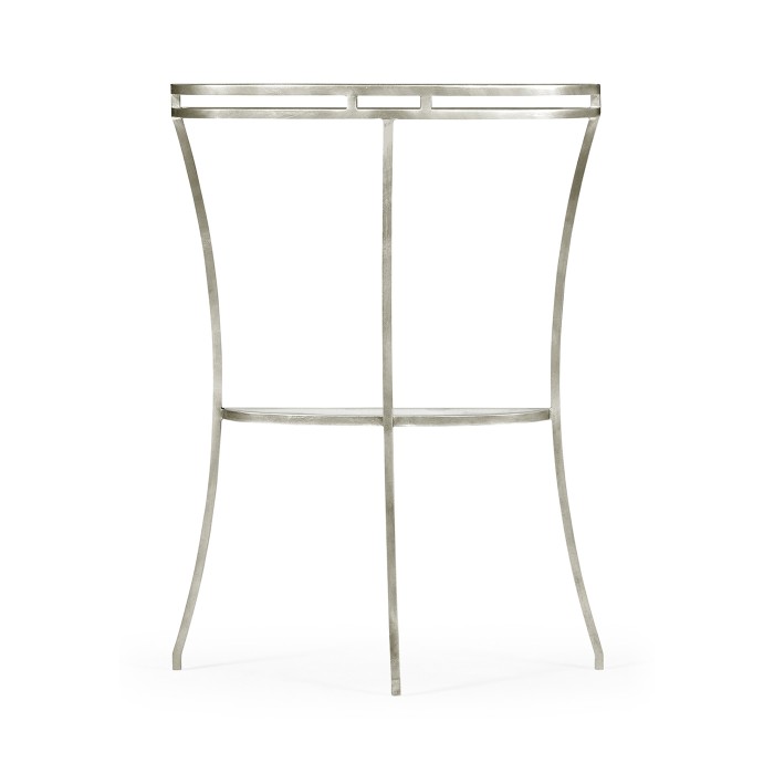 Silver iron demilune console table