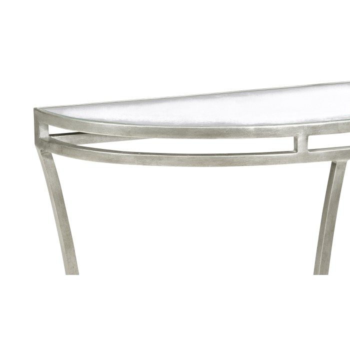 Silver iron demilune console table