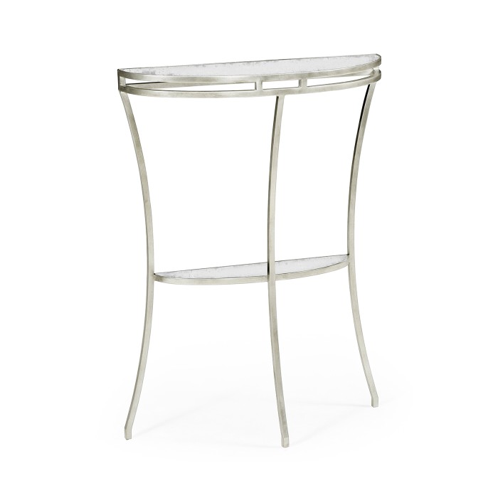 Silver iron demilune console table