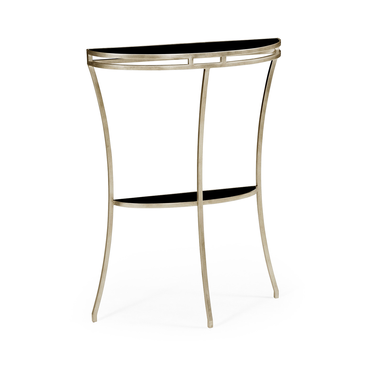 Silver iron demilune console table
