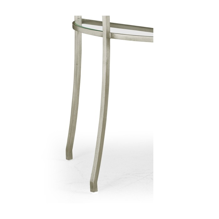 Silver iron demilune console table