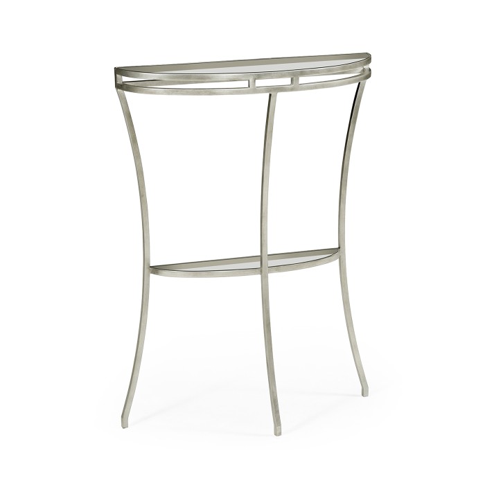 Silver iron demilune console table