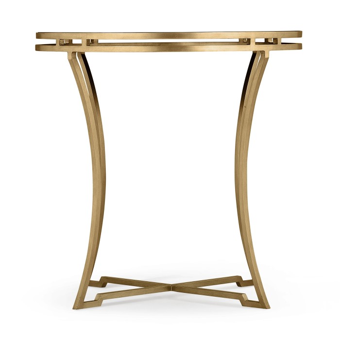 Gilded Iron Round Side Table with An Antique Glass Top