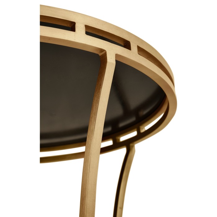 Gilded Iron Round Side Table with An Antique Glass Top