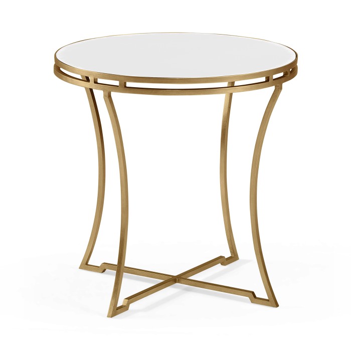 Gilded Iron Round Side Table with An Antique Glass Top