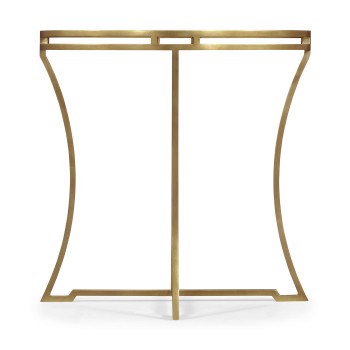 Gilded Iron Round Side Table with A Black Glass Top