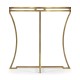Gilded Iron Round Side Table with A Black Glass Top