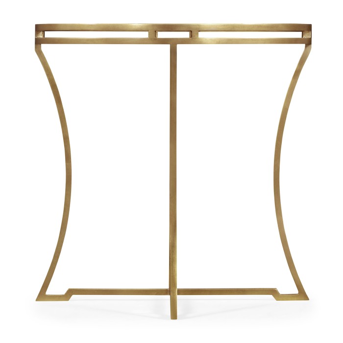 Gilded Iron Round Side Table with Clear Glass Top