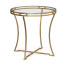 Gilded Iron Round Side Table with Clear Glass Top