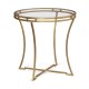 Gilded Iron Round Side Table with Clear Glass Top