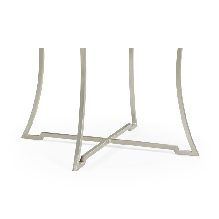 Silver Iron Round Side Table with An Antique Glass Top