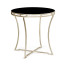 Silver Iron Round Side Table with A Black Glass Top