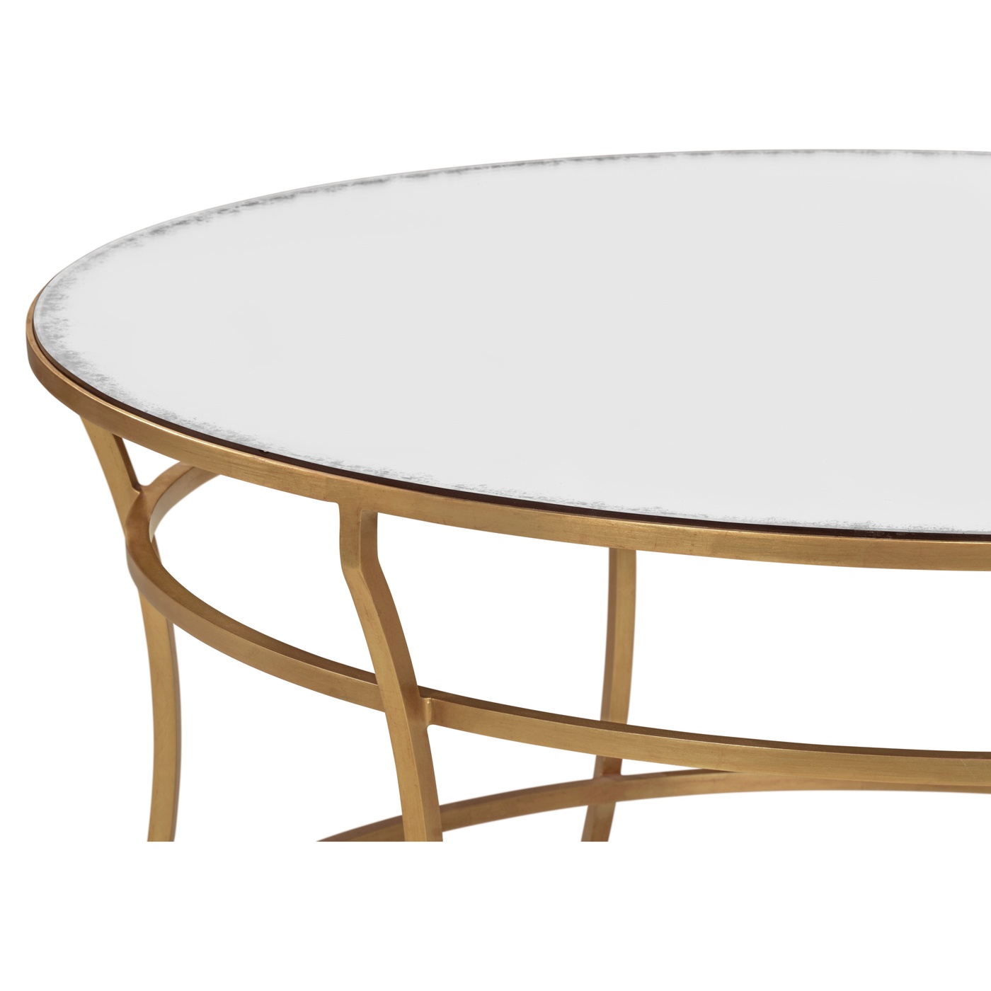 Gilded Iron Round Coffee Table with An Antique Glass Top