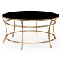 Gilded Iron Round Coffee Table with A Black Glass Top