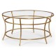 Gilded Iron Round Coffee Table with A Clear Glass Top