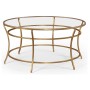 Gilded Iron Round Coffee Table with A Clear Glass Top