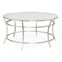 Silver Round Iron Coffee Table with An Antique Glass Top