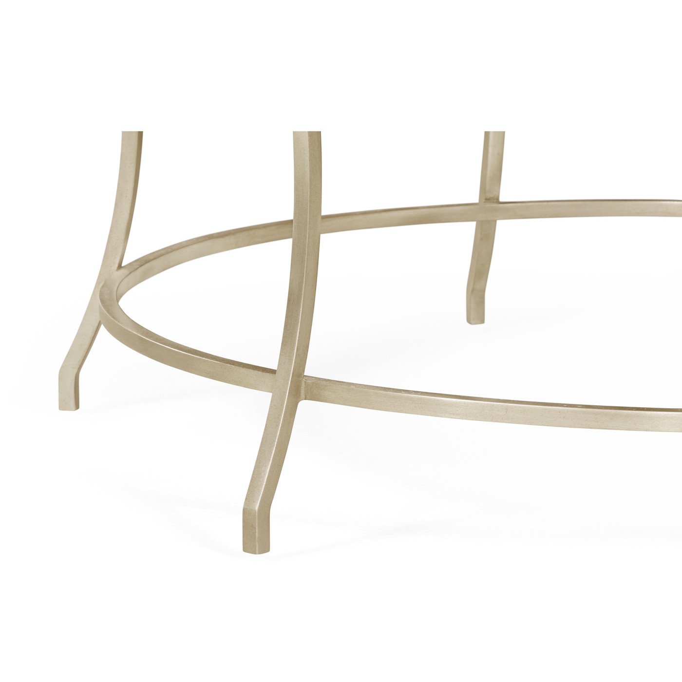 Silver Round Iron Coffee Table with Black Glass Top