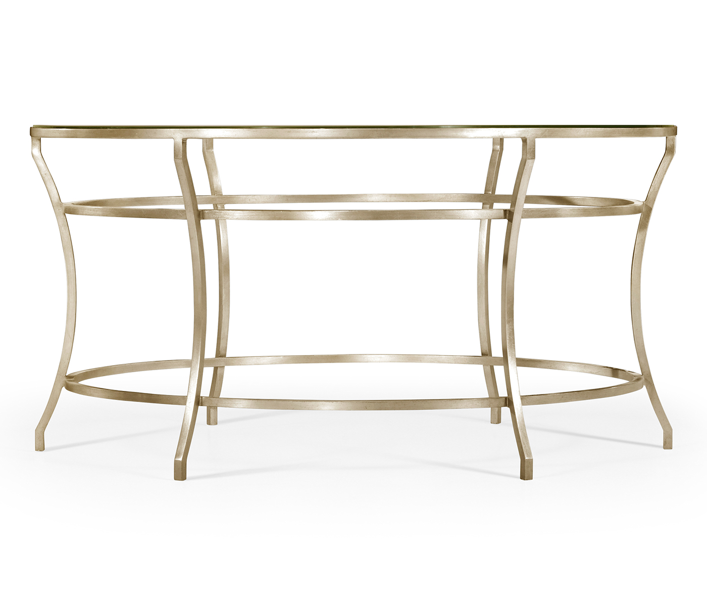 Silver Round Iron Coffee Table with A Clear Glass Top