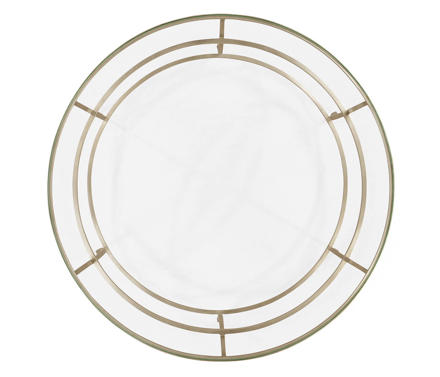 Silver Round Iron Coffee Table with A Clear Glass Top