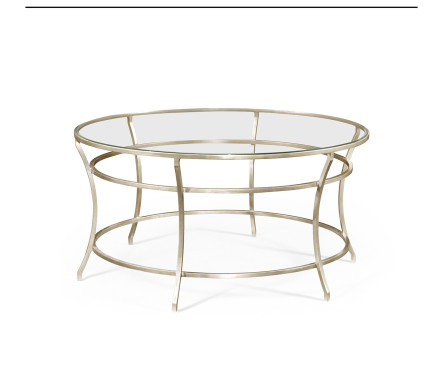 Silver Round Iron Coffee Table with A Clear Glass Top