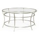 Silver Round Iron Coffee Table with A Clear Glass Top