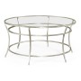 Silver Round Iron Coffee Table with A Clear Glass Top